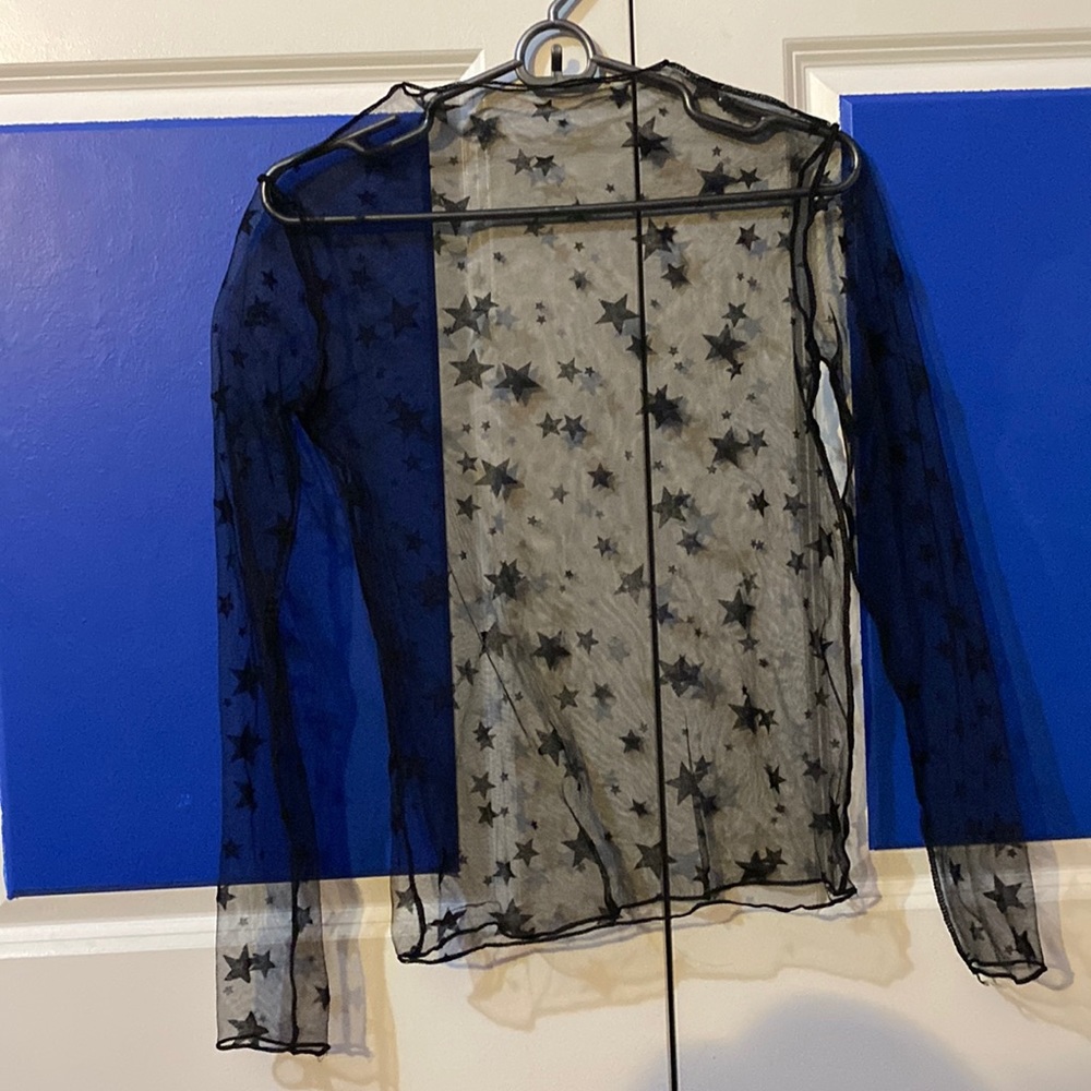 sheer black stars top